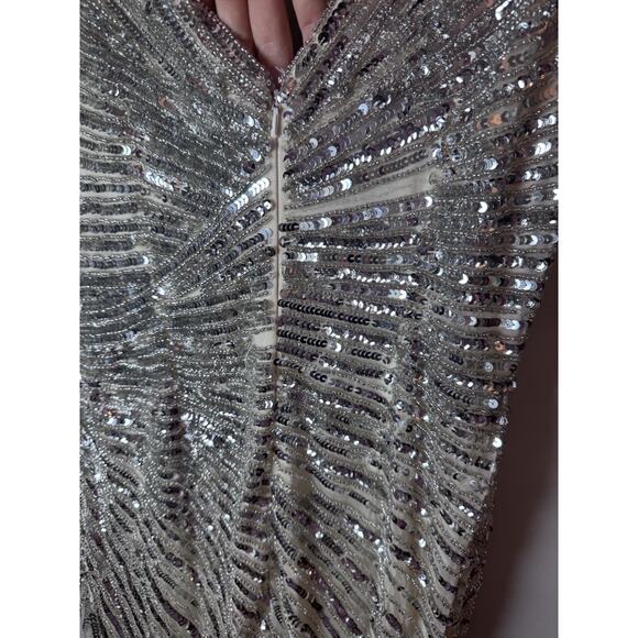 Mac Duggal Sequin Beaded A-Line Gown 5372 Nude Silver #S1156 $398 Sz 2 NWT READ - Picture 14 of 16